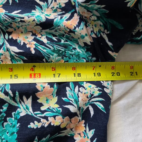 J Jill Navy Floral Cotton Midi Dress Sz-S Relaxed V-neck 3/4 Sleeve Boho cottage - Picture 8 of 9